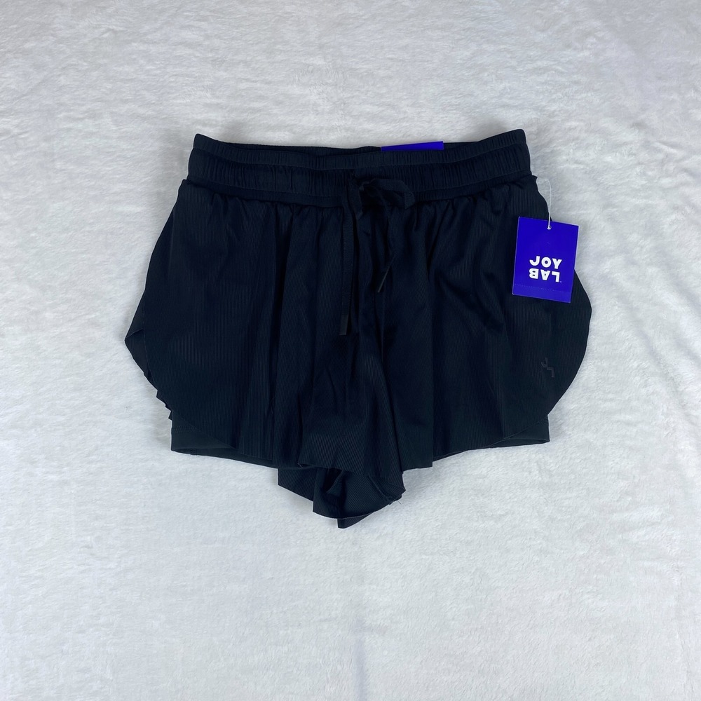 JoyLab Run Shorts 2.5" Women XS Black Double Layer Mid Rise Moisture Wicking